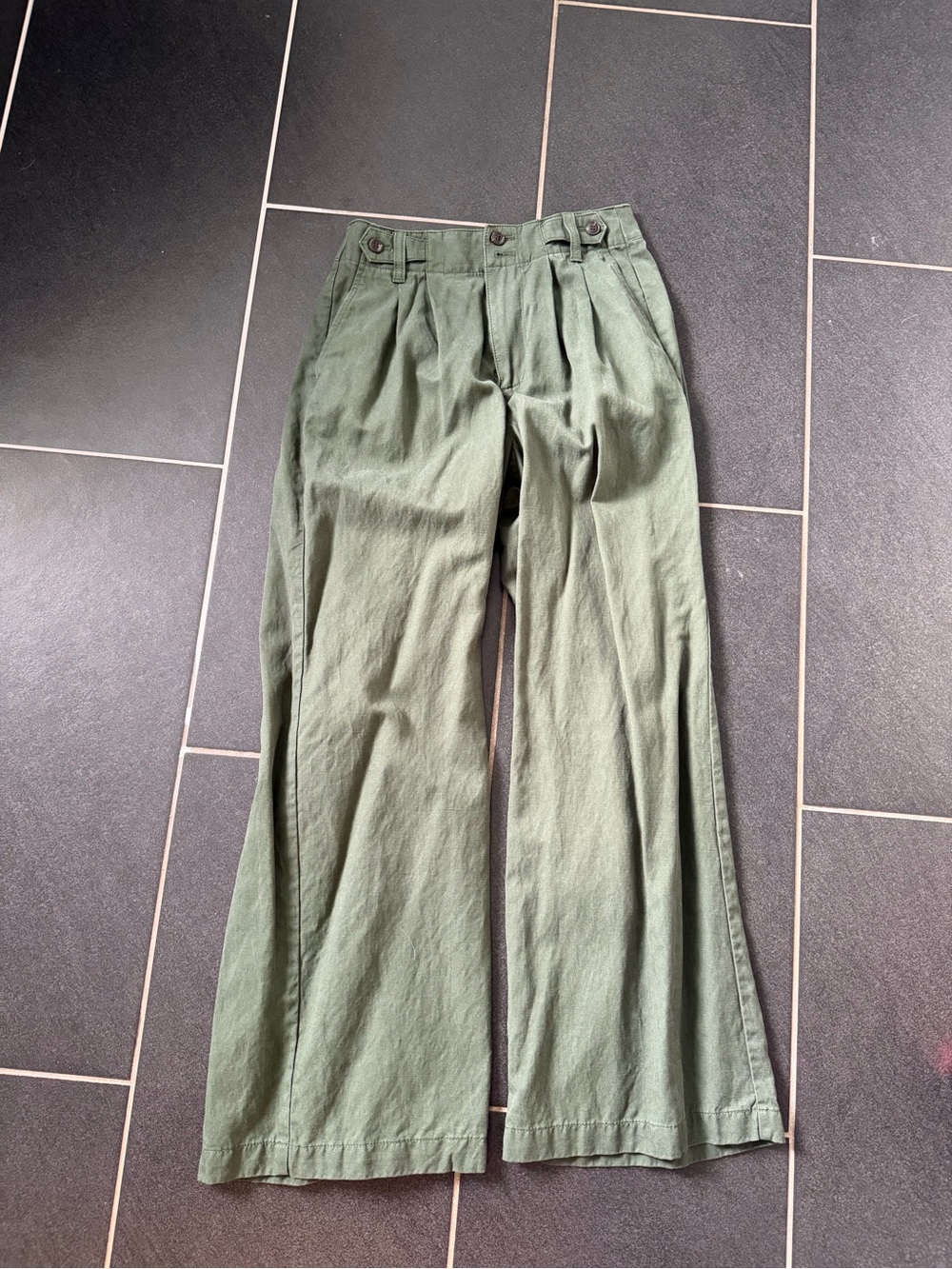 Madewell The Petite Harlow Wide Leg Pants Dark Forest Green 0P